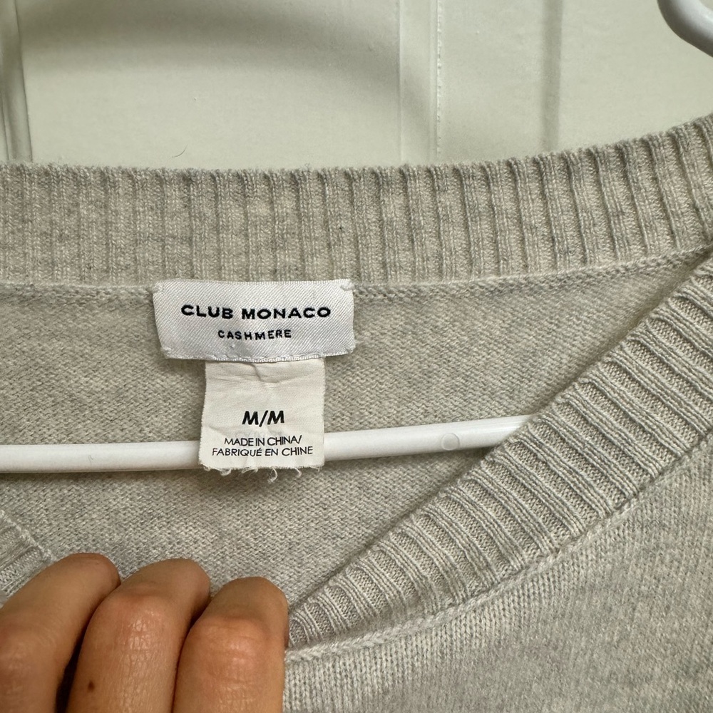 Club Monaco Cashmere Colorblock Sweater Blue Gray Beige Crew Neck M 00501512 - Picture 3 of 6